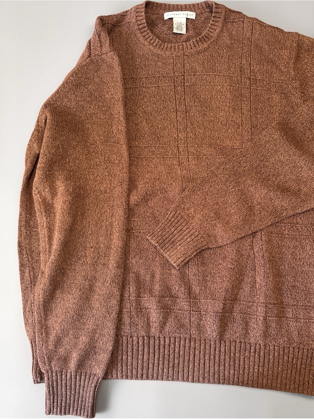 Geoffrey Beene 💯 cotton Men's Brown Crewneck Sweater